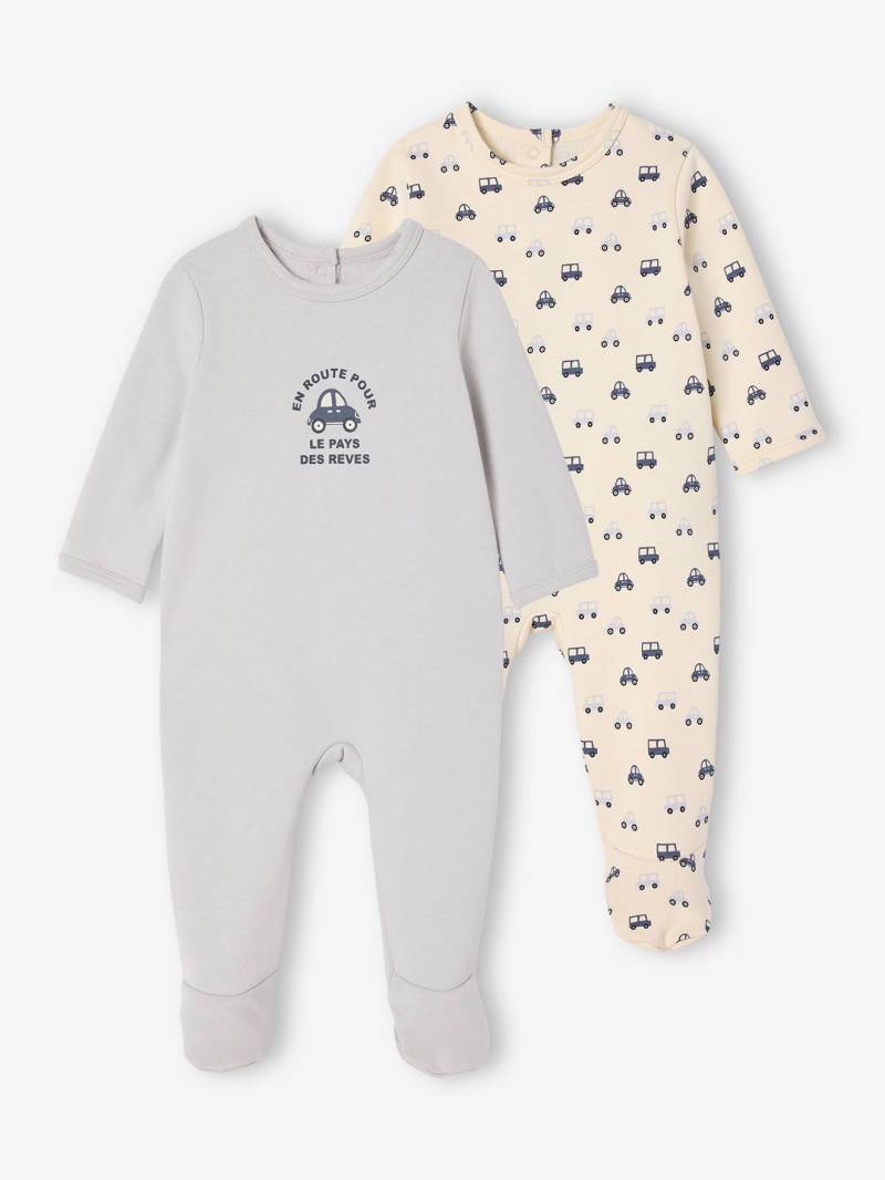 Bio-Kollektion: 2er-Pack Baby Strampler aus Sweat mit Autos Bio-Kollektion: 2er-Pack Baby Strampler aus Sweat mit Autos von Vertbaudet