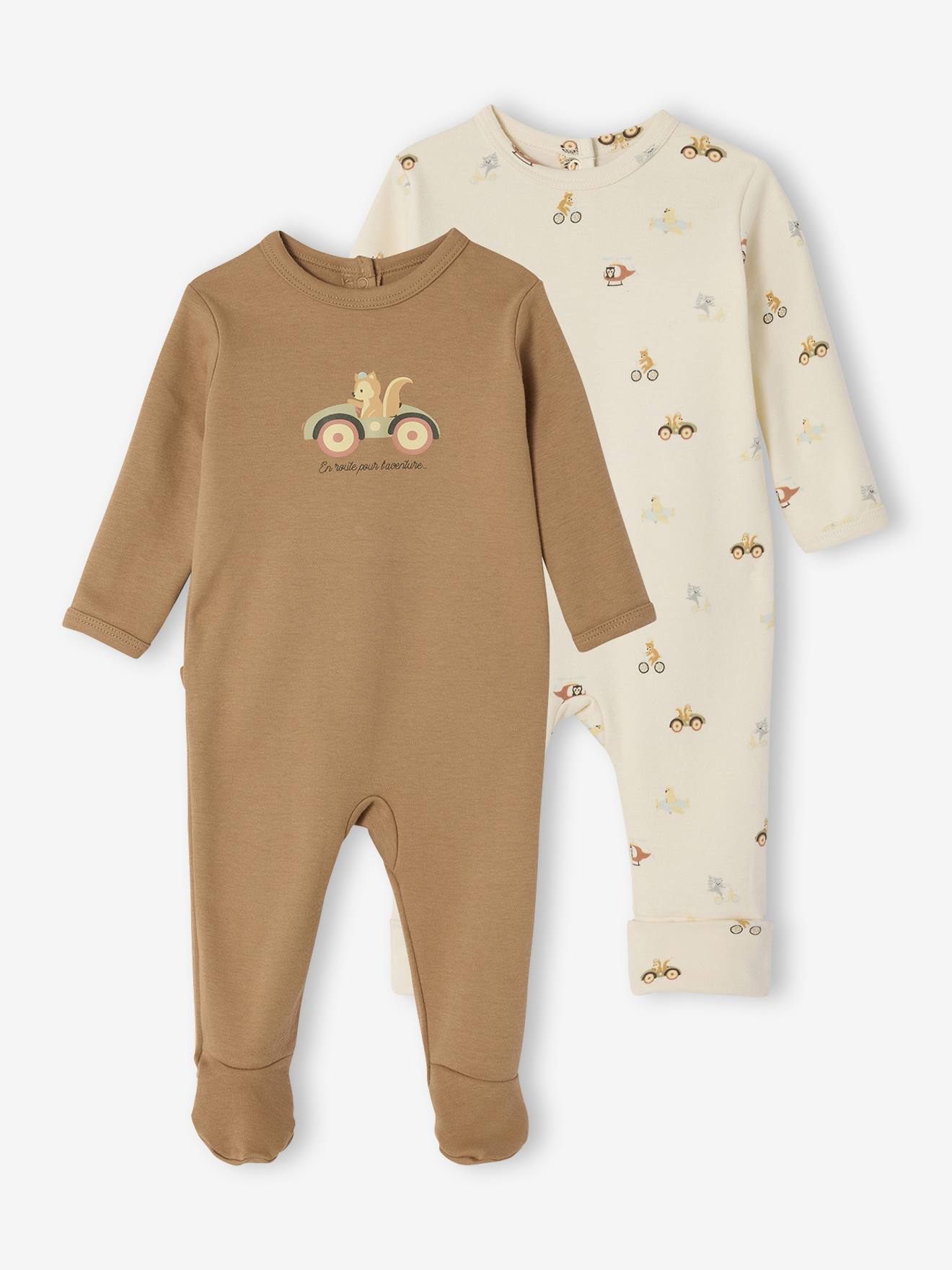 Bio-Kollektion: 2er-Pack Baby Strampler mit Aufdruck Bio-Kollektion: 2er-Pack Baby Strampler mit Aufdruck von Vertbaudet