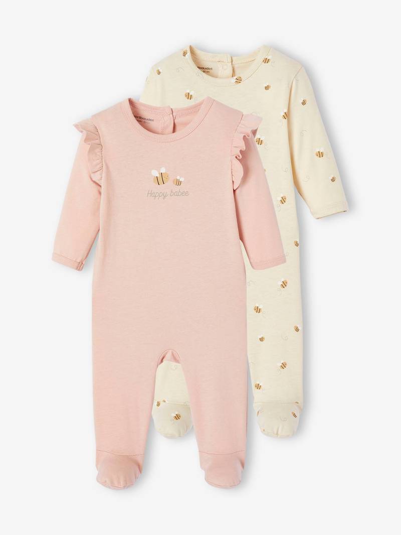 Bio-Kollektion: 2er-Pack Baby Strampler mit Bienen von Vertbaudet