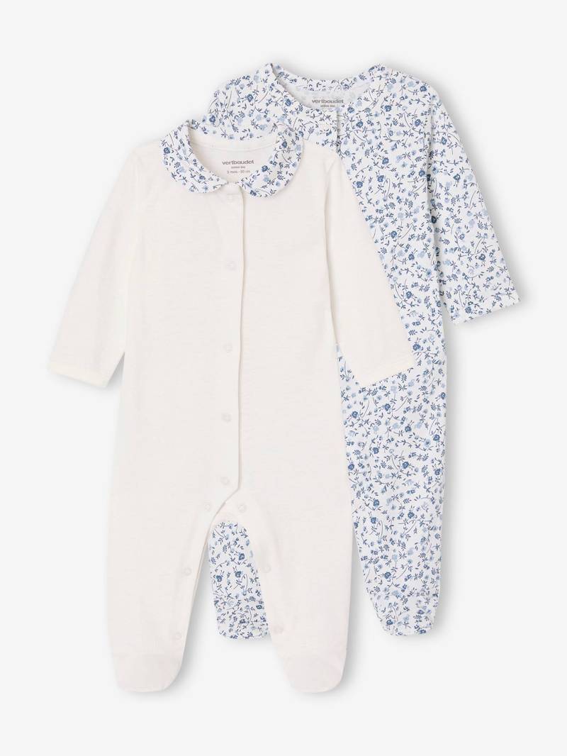 Bio-Kollektion: 2er-Pack Baby Strampler mit Blumen von Vertbaudet