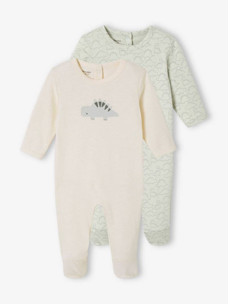 Bio-Kollektion: 2er-Pack Baby Strampler mit Dinos von Vertbaudet