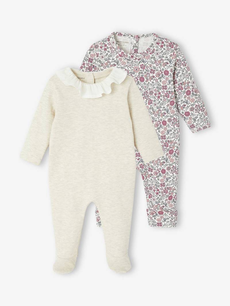 Bio-Kollektion: 2er-Pack Baby Strampler mit Kragen und abnehmbarem Fuß von Vertbaudet
