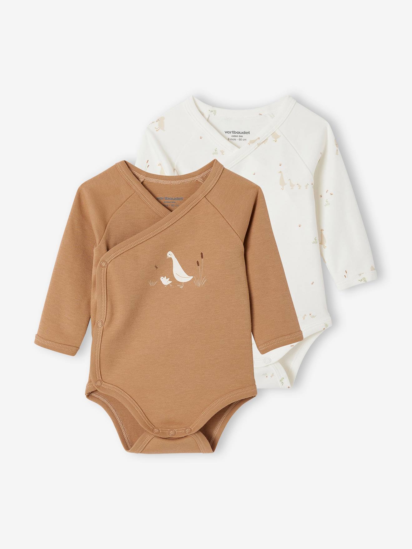 Bio-Kollektion: 2er-Pack Baby Wickelbodys mit langen Ärmeln cappuccino Bio-Kollektion: 2er-Pack Baby Wickelbodys mit langen Ärmeln cappuccino von Vertbaudet
