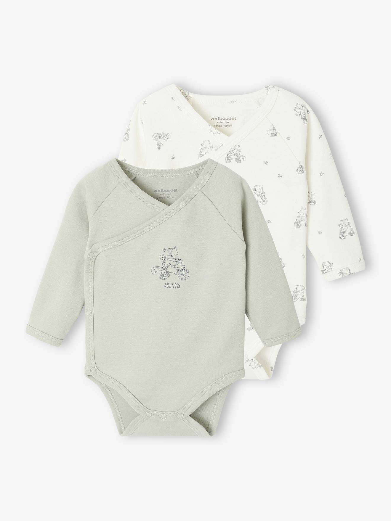 Bio-Kollektion: 2er-Pack Baby Wickelbodys mit langen Ärmeln Bio-Kollektion: 2er-Pack Baby Wickelbodys mit langen Ärmeln von Vertbaudet