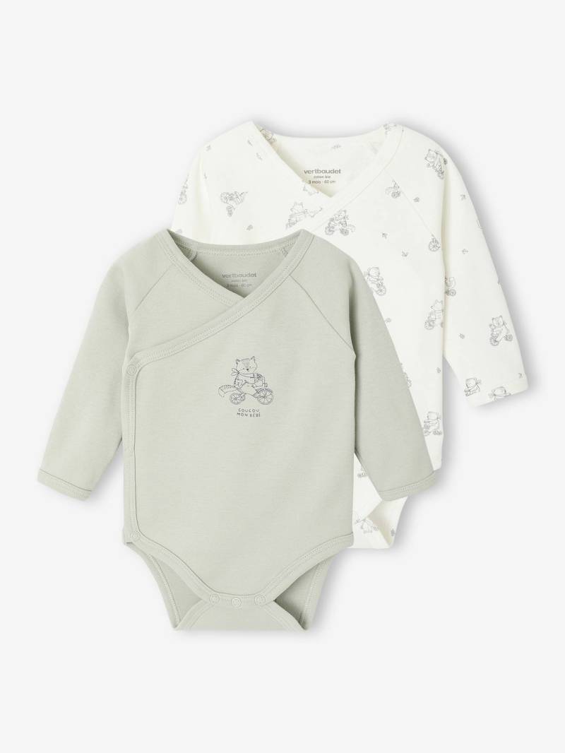 Bio-Kollektion: 2er-Pack Baby Wickelbodys mit langen Ärmeln von Vertbaudet