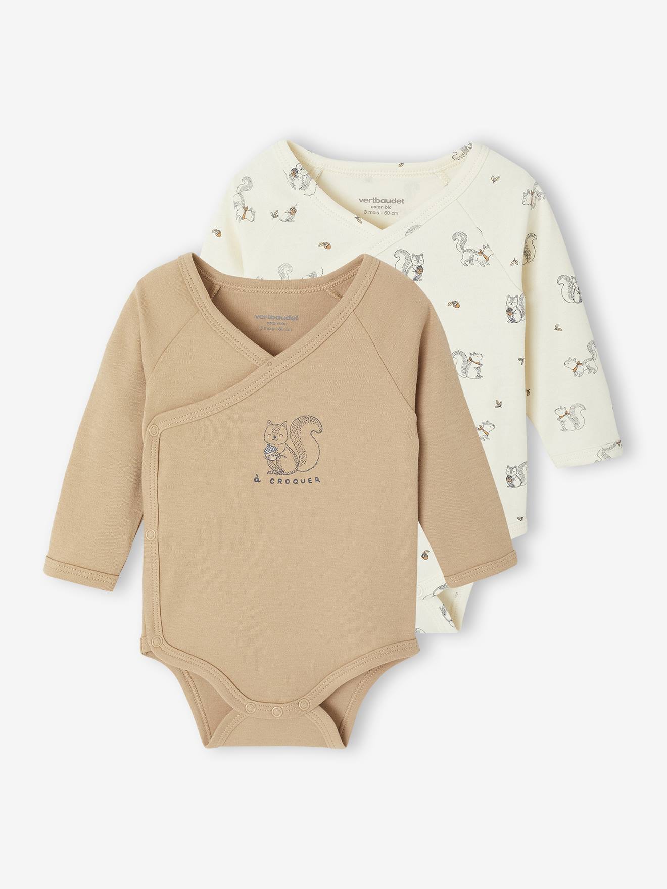 Bio-Kollektion: 2er-Pack Baby Wickelbodys mit langen Ärmeln Bio-Kollektion: 2er-Pack Baby Wickelbodys mit langen Ärmeln von Vertbaudet