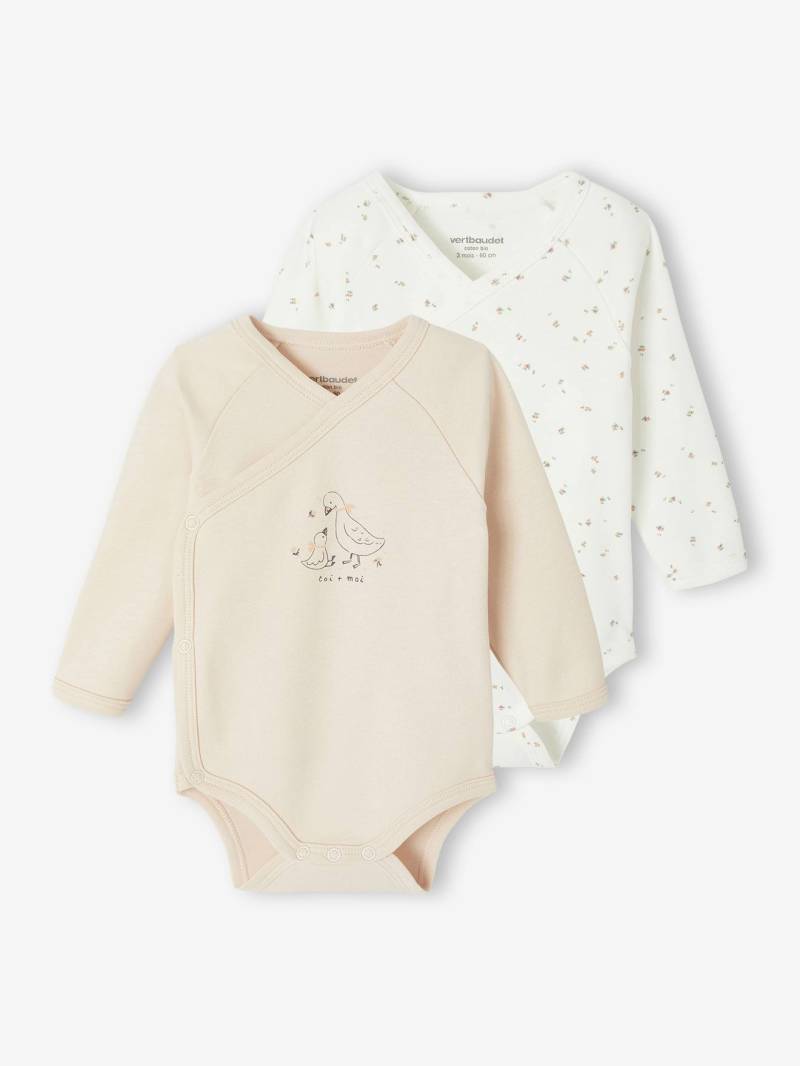 Bio-Kollektion: 2er-Pack Baby Wickelbodys mit langen Ärmeln von Vertbaudet