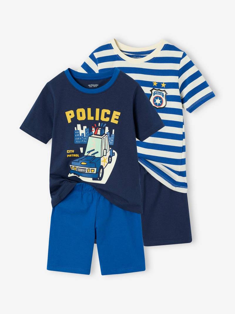 Bio-Kollektion: 2er-Pack Jungen Sommer-Schlafanzüge mit Polizei-Print von Vertbaudet
