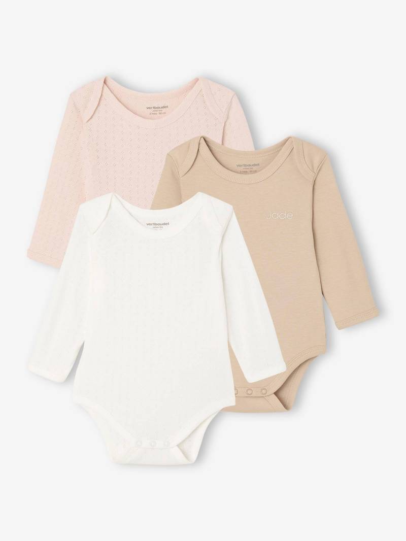 Bio-Kollektion: 3er-Pack Baby Bodys aus Interlock & Pointelle-Jersey von Vertbaudet