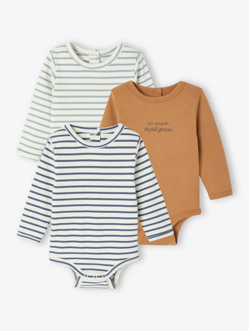 Bio-Kollektion: 3er-Pack Baby Bodys aus Interlock- & Rippjersey von Vertbaudet