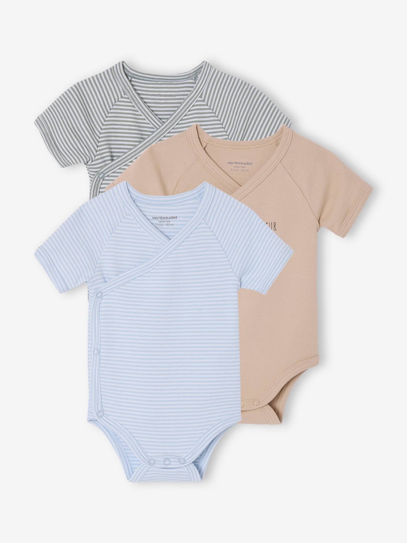 Bio-Kollektion: 3er-Pack Baby Kurzarm-Bodys in Wickelform PETIT COEUR Bio-Kollektion: 3er-Pack Baby Kurzarm-Bodys in Wickelform PETIT COEUR von Vertbaudet