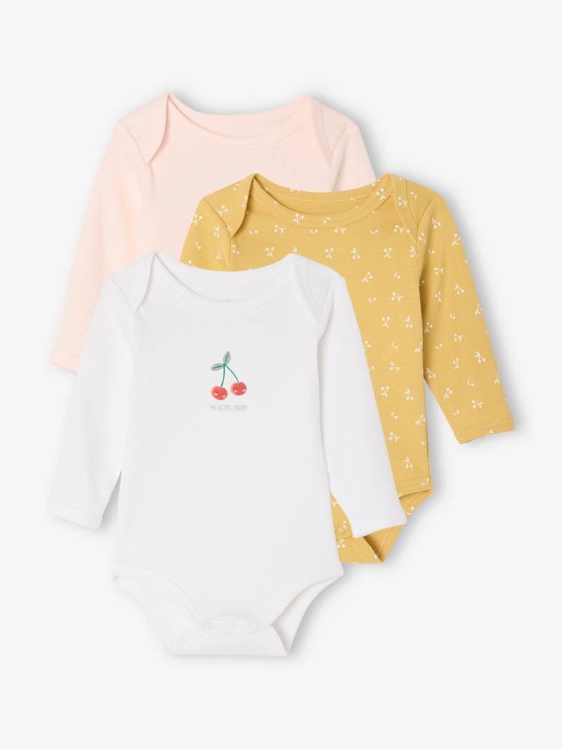 Bio-Kollektion: 3er-Pack Baby Schlupfbodys mit langen Ärmeln von Vertbaudet