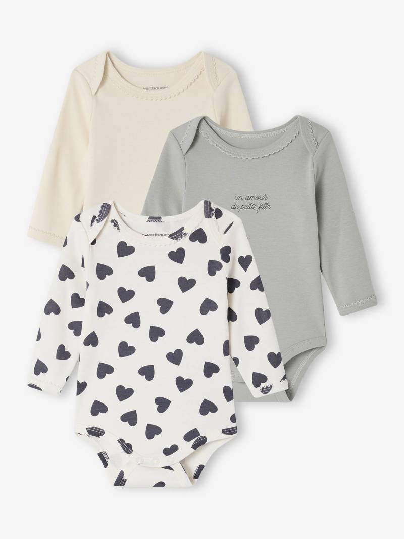 Bio-Kollektion: 3er-Pack Baby Schlupfbodys salbei von Vertbaudet