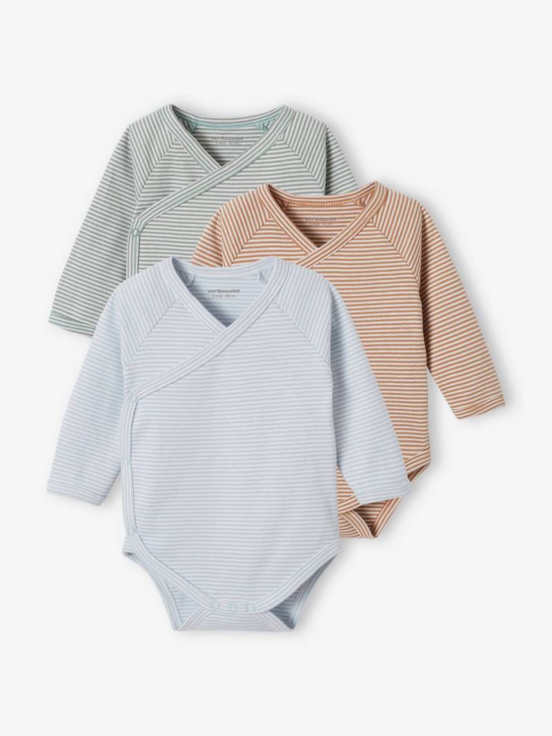 Bio-Kollektion: 3er-Pack Baby Wickelbodys mit langen Ärmeln von Vertbaudet