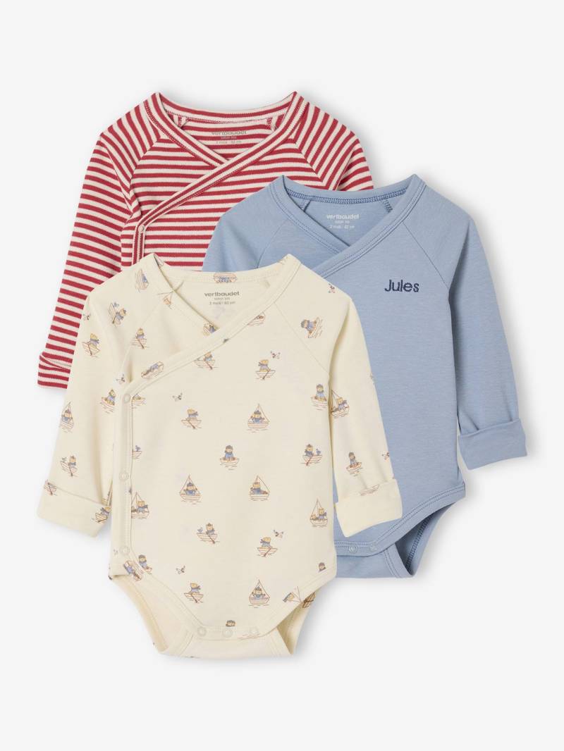 Bio-Kollektion: 3er-Pack mitwachsende Baby Bodys mit Matrosenmotiv von Vertbaudet