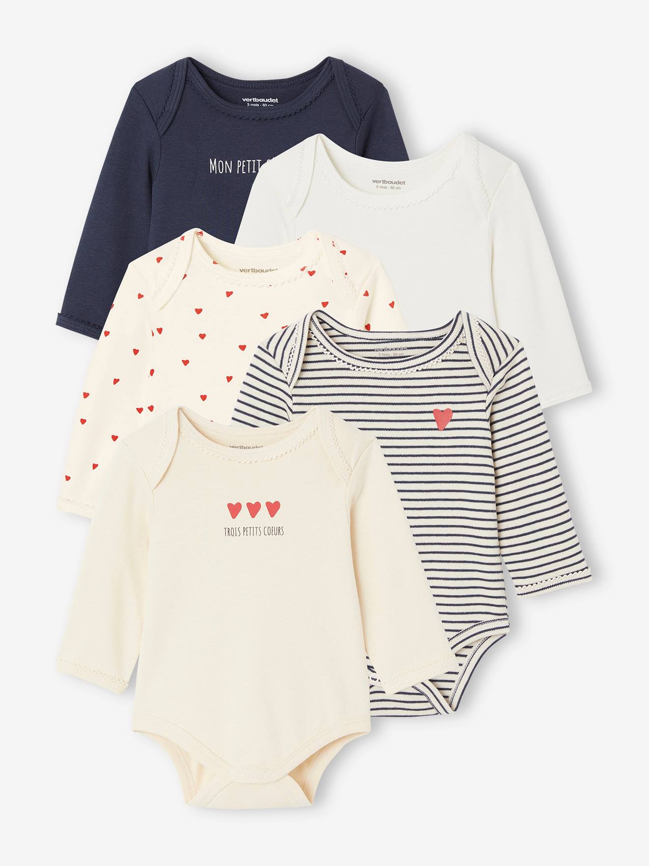 Bio-Kollektion: 5er-Pack Baby Schlupfbodys von Vertbaudet