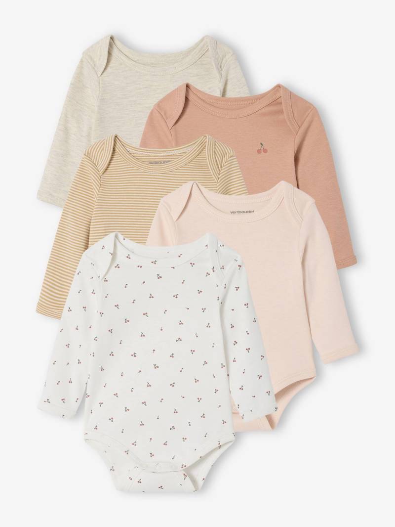 Bio-Kollektion: 5er-Pack Baby Schlupfbodys mit Frucht-Motiven hell von Vertbaudet