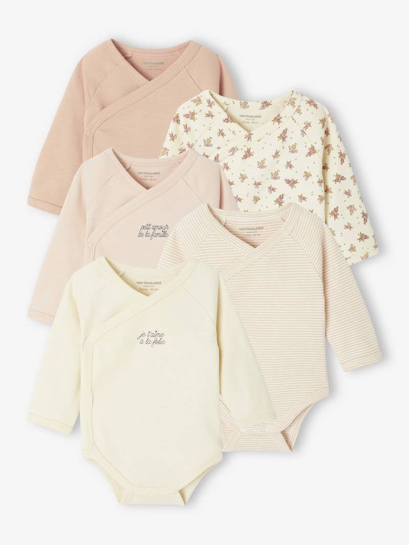 Bio-Kollektion: 5er-Pack Baby Wickelbodys mit langen Ärmeln hell von Vertbaudet
