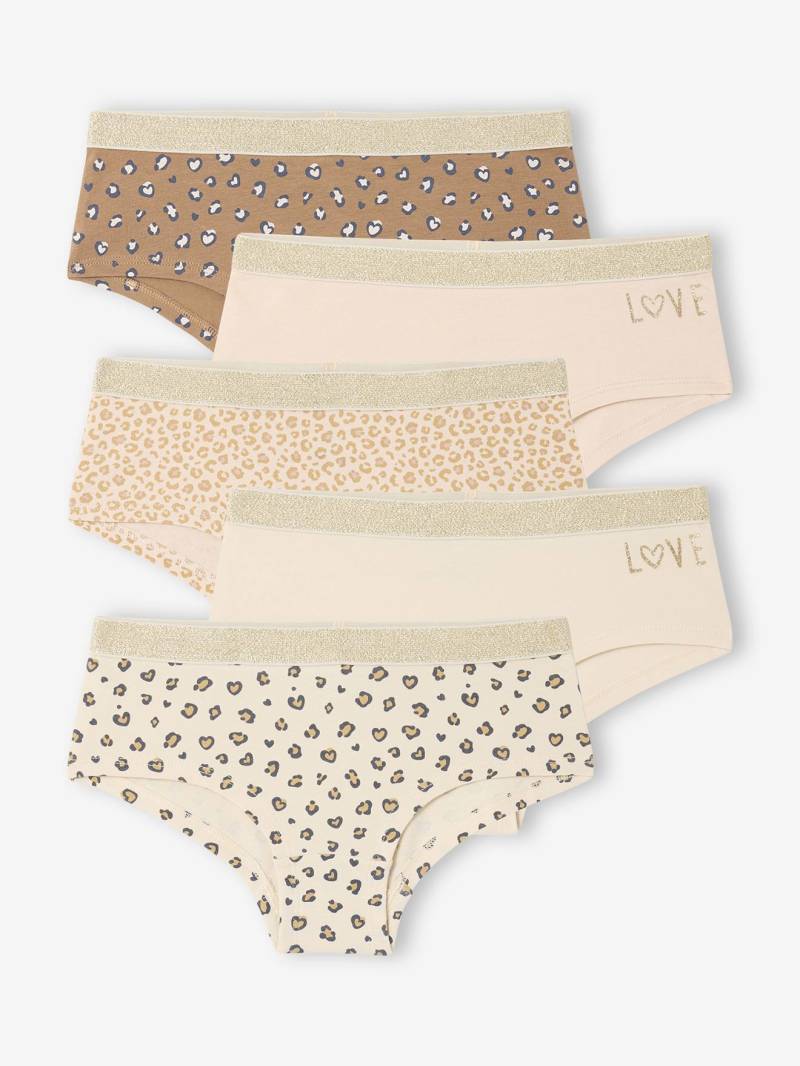 Bio-Kollektion: 5er-Pack Mädchen Shortys Leo & Love Bio-Kollektion: 5er-Pack Mädchen Shortys Leo & Love von Vertbaudet