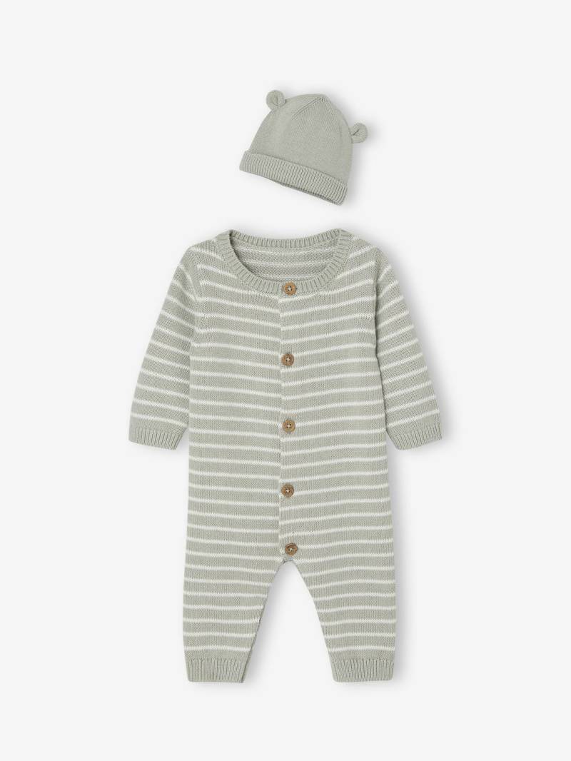 Bio-Kollektion: Baby-Set aus Overall & Mütze von Vertbaudet
