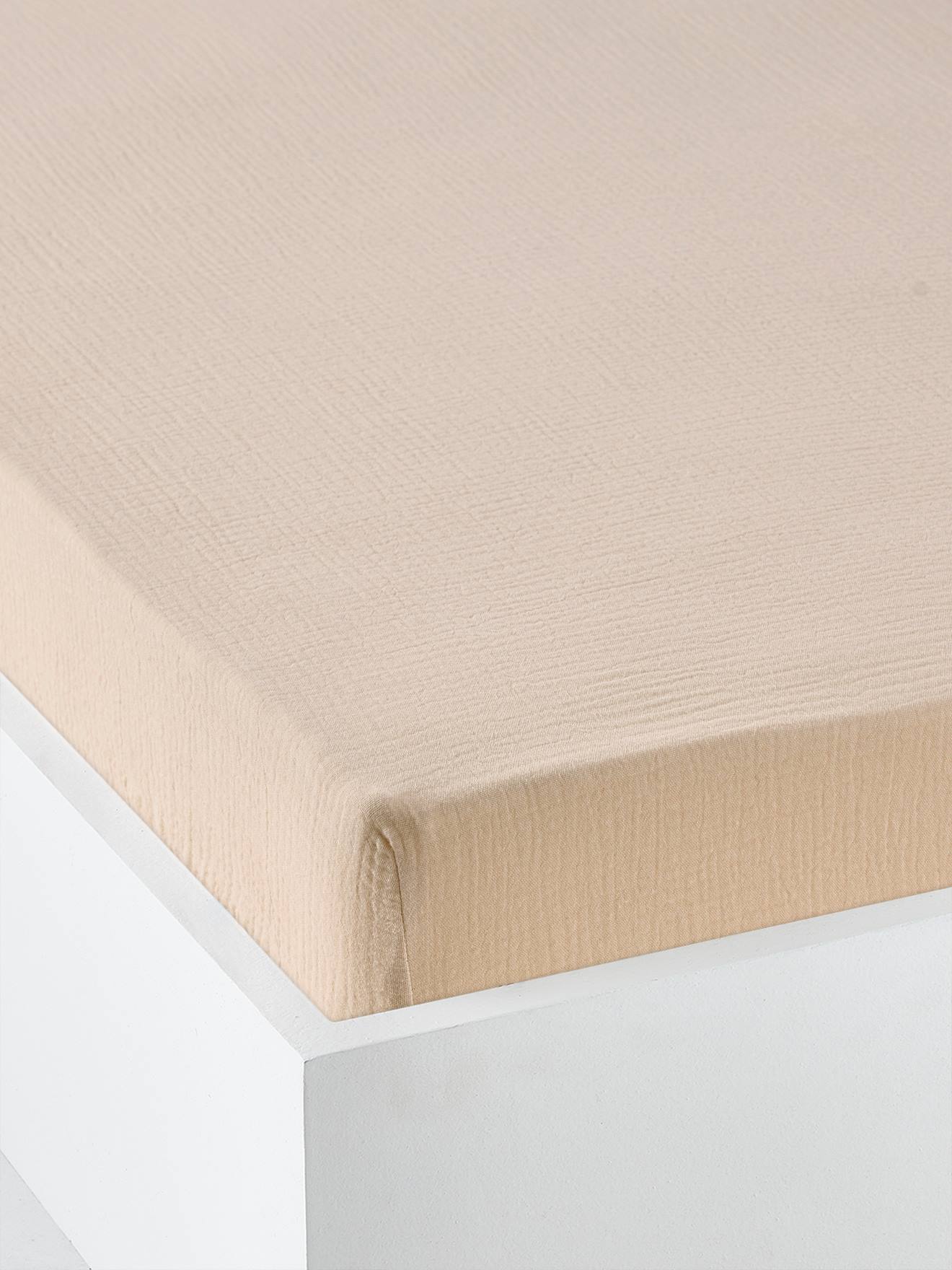 Bio-Kollektion: Baby Spannbettlaken aus einfarbigem Musselin vanille von Vertbaudet