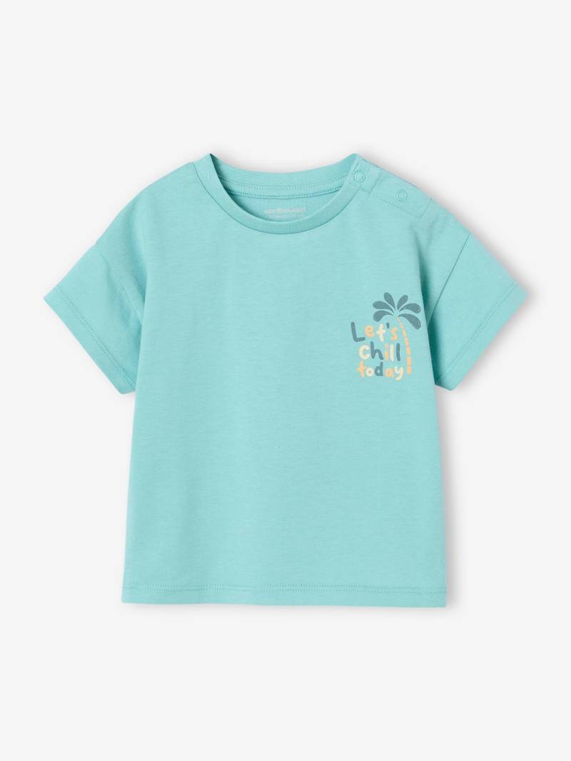 Bio-Kollektion: Baby T-Shirt mit Print hinten und Verschluss an der Schulter von Vertbaudet