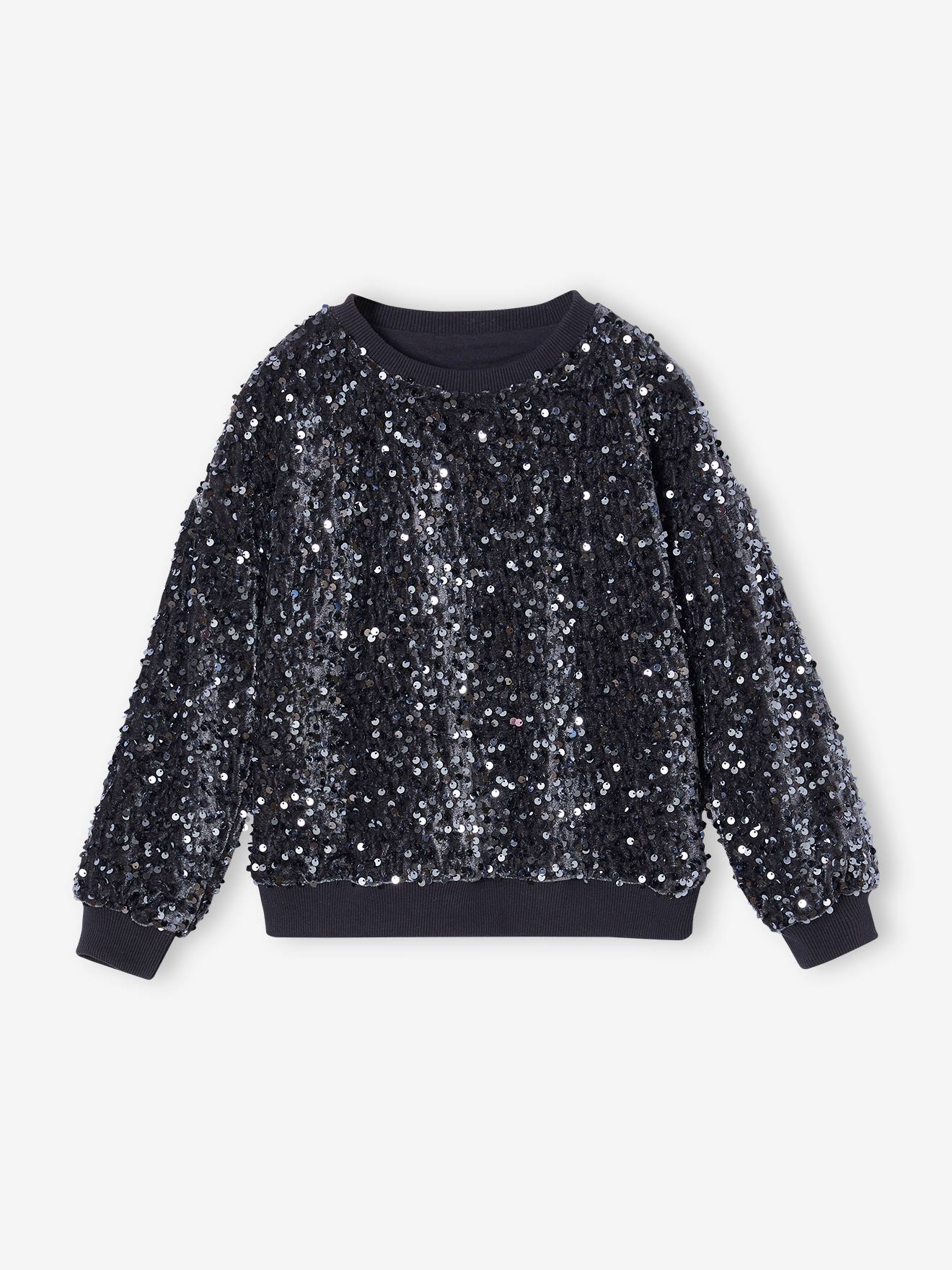 Festliches Mädchen Sweatshirt mit Pailletten von Vertbaudet