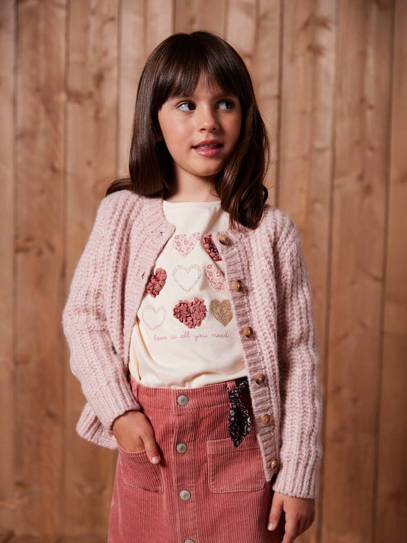 Flauschige Mädchen Strickjacke pudrig von Vertbaudet