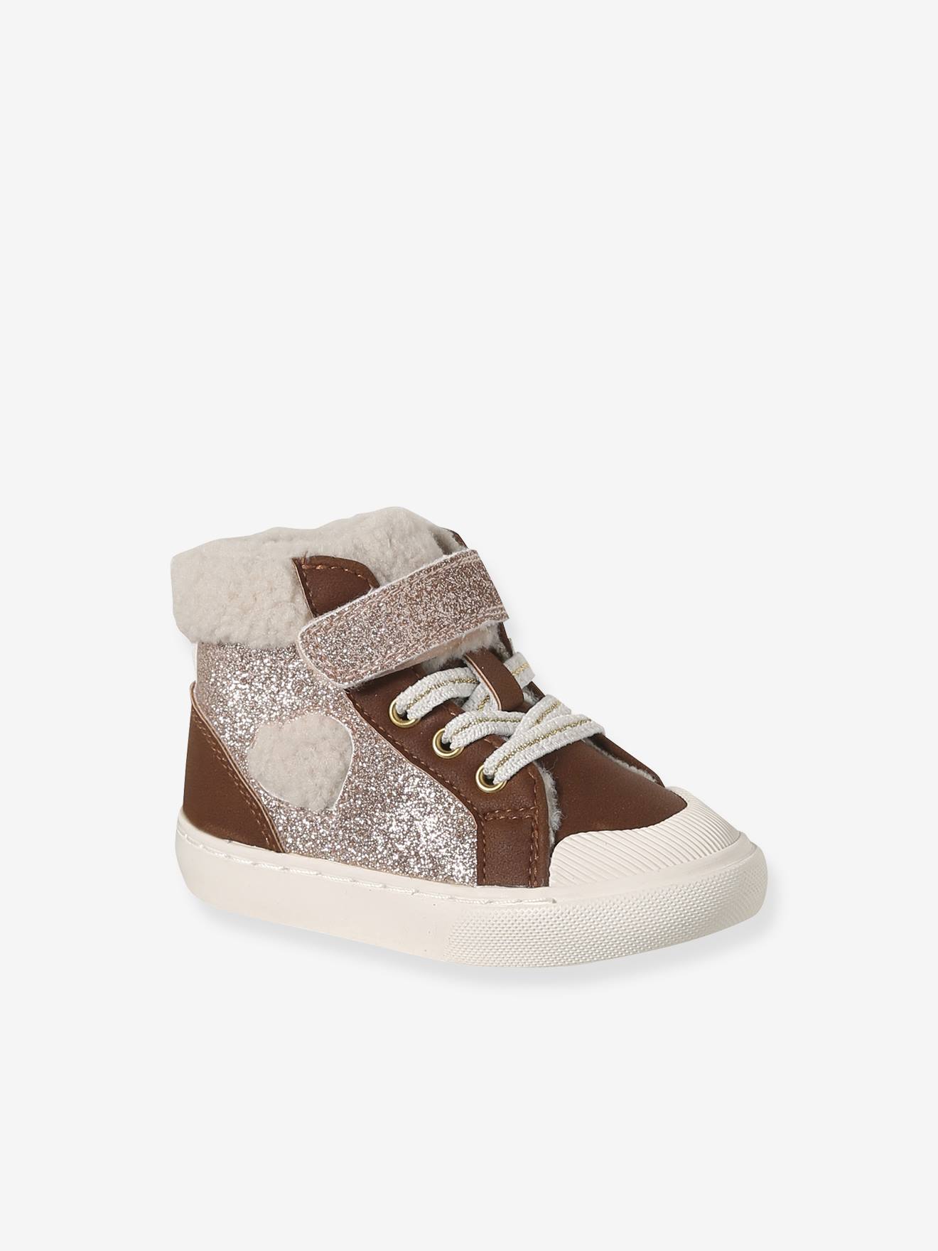Gefütterte Sneakers für Mädchen mit Glitzerdetails von Vertbaudet