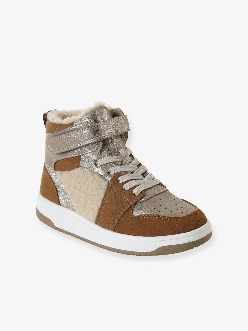 Gefütterte hohe Sneakers mit Schnürsenkeln und Klettverschluss für Mädchen von Vertbaudet