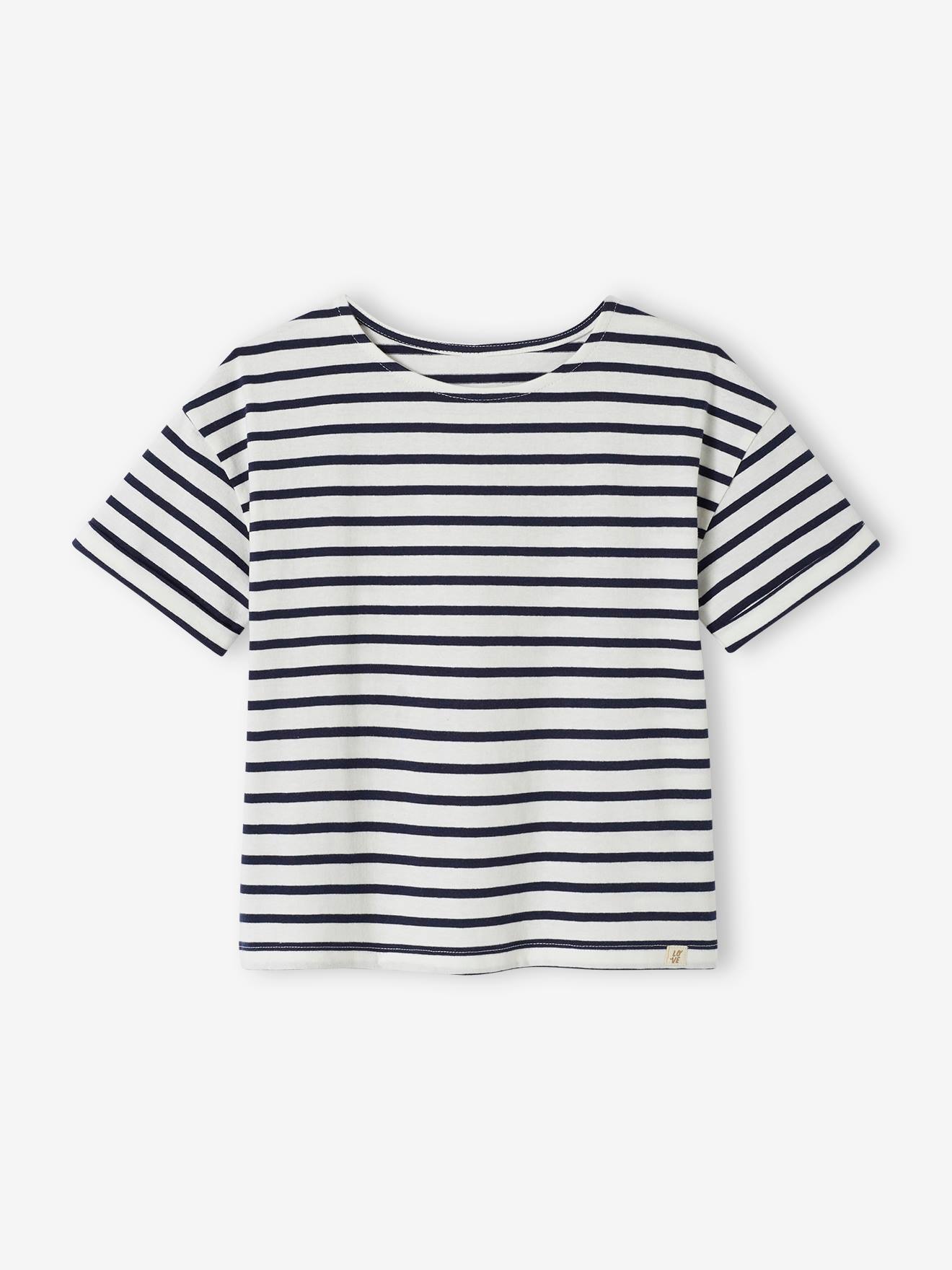 Geringeltes Mädchen T-Shirt mit Recycling-Baumwolle von Vertbaudet
