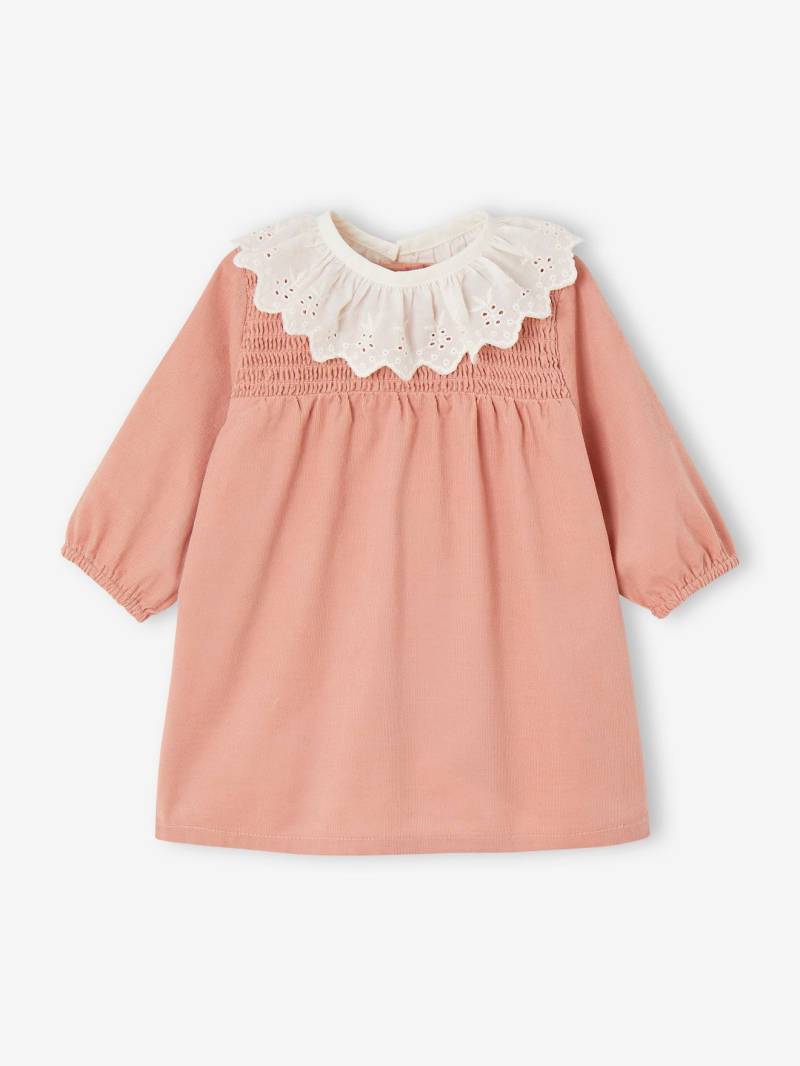 Gesmoktes Baby Kleid aus Cord mit abnehmbarem Kragen von Vertbaudet