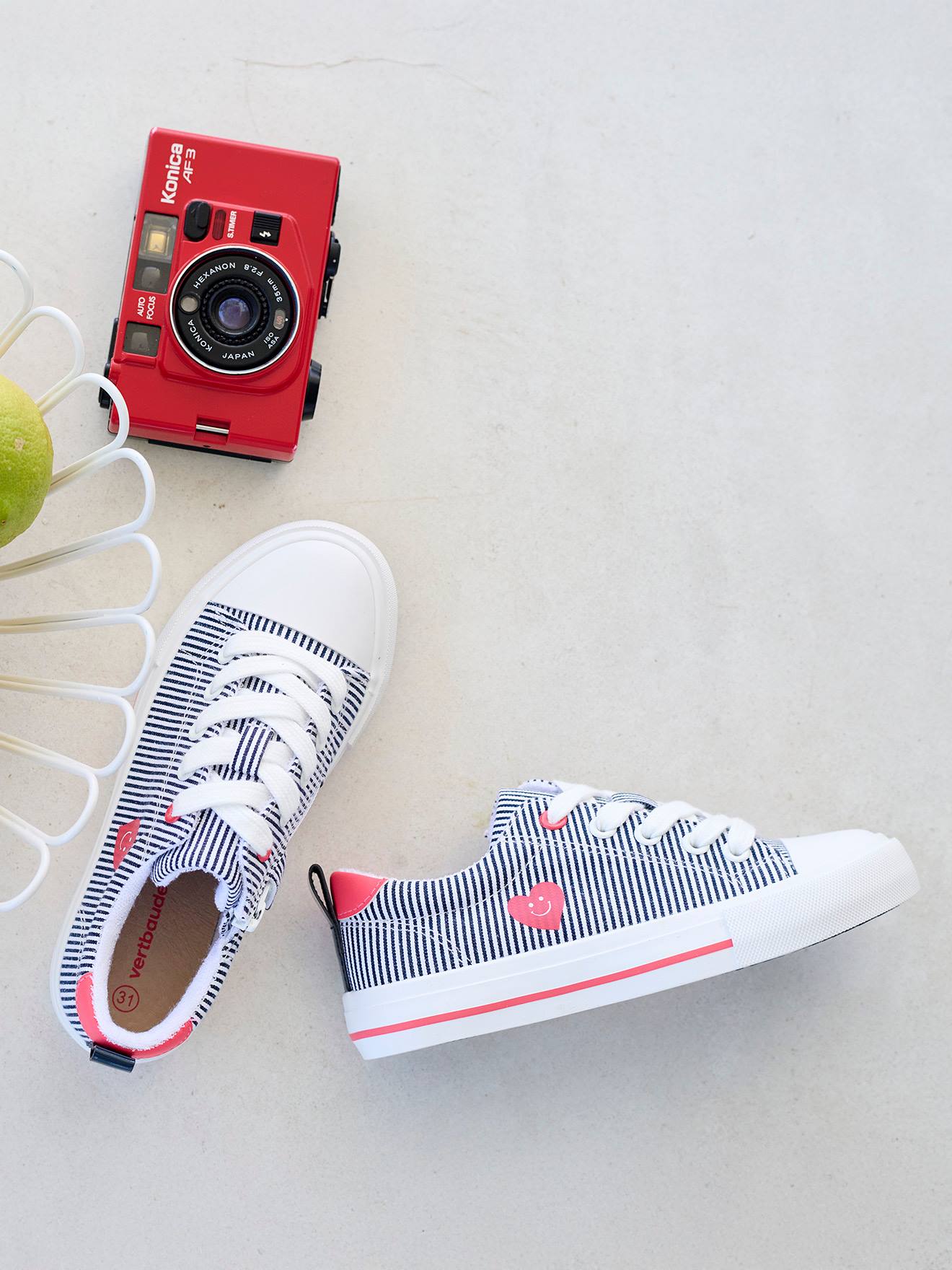 Gestreifte Kinder Stoff-Sneakers mit Reißverschluss von Vertbaudet