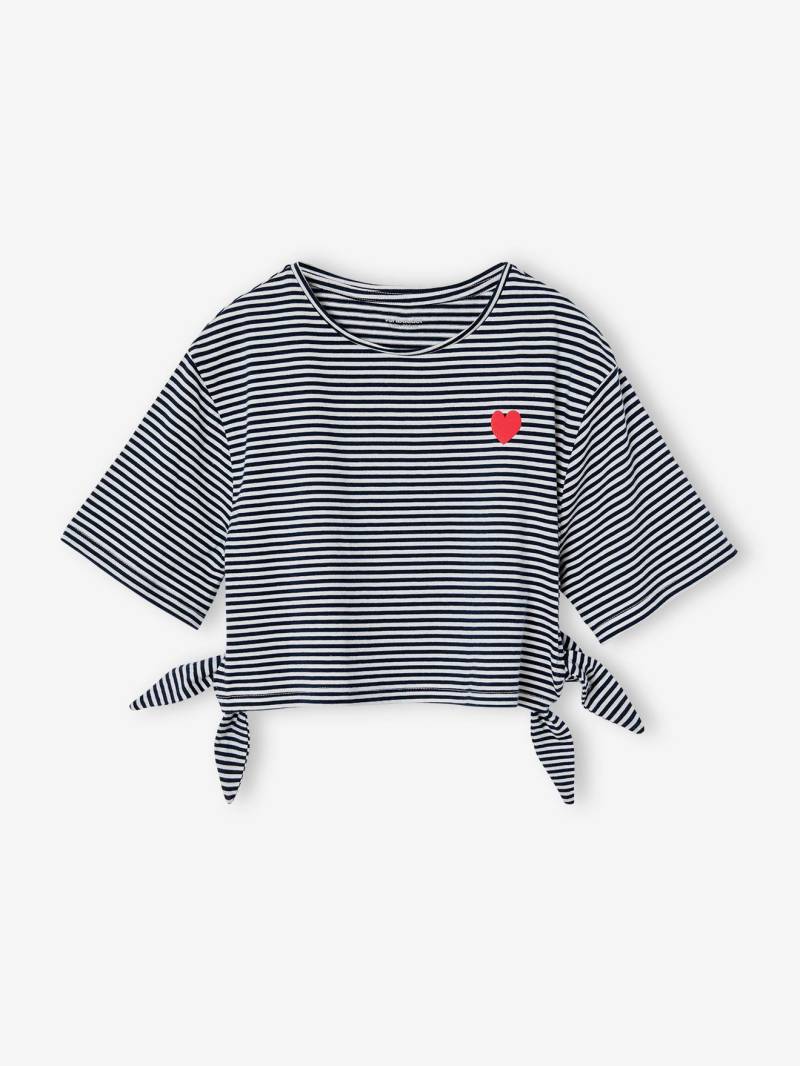 Gestreiftes Mädchen Cropped-T-Shirt mit Zierschleifen von Vertbaudet