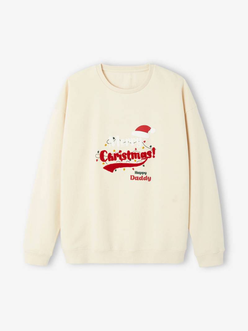 Herren Sweatshirt HAPPY DADDY Familien-Capsule für Weihnachten vanille von Vertbaudet