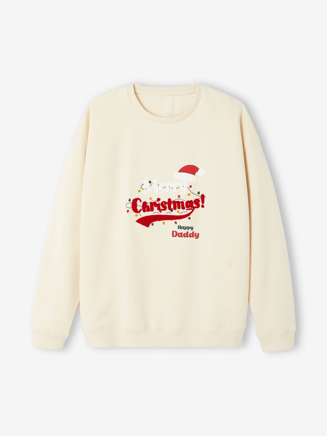 Herren Sweatshirt HAPPY DADDY Familien-Capsule für Weihnachten vanille von Vertbaudet