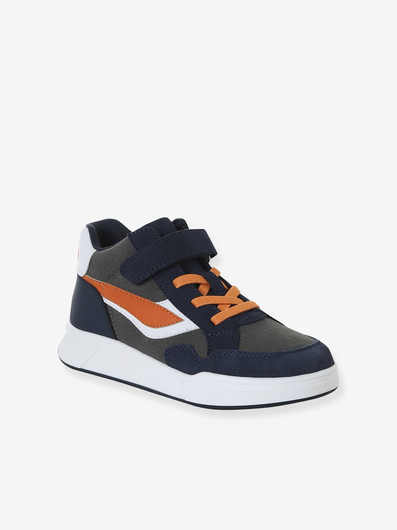Hohe Sneakers mit Klettverschluss und elastischen Schnürsenkeln für Kinder set von Vertbaudet