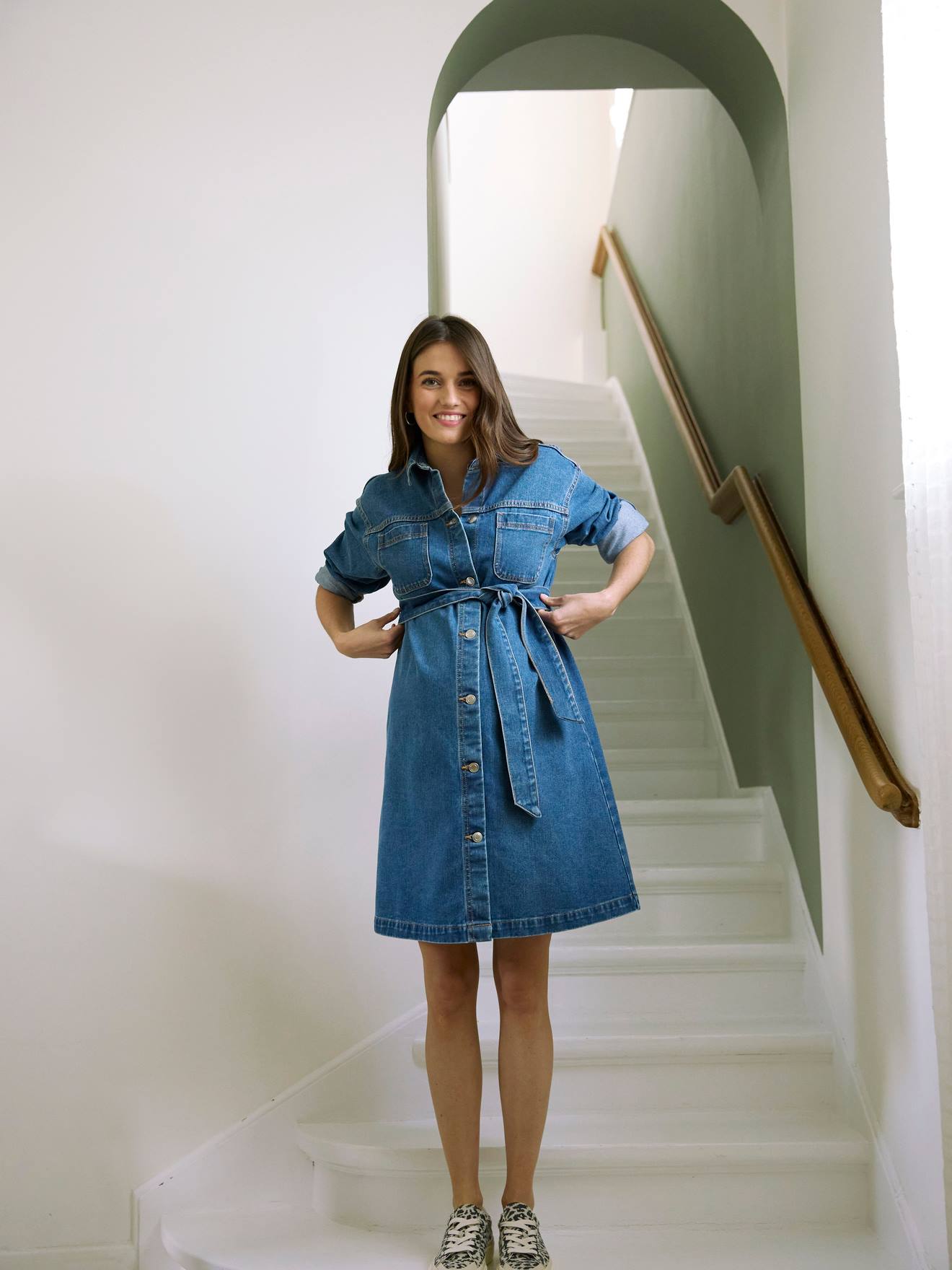 Jeans-Blusenkleid für Schwangerschaft und Stillzeit WATERLESS von Vertbaudet