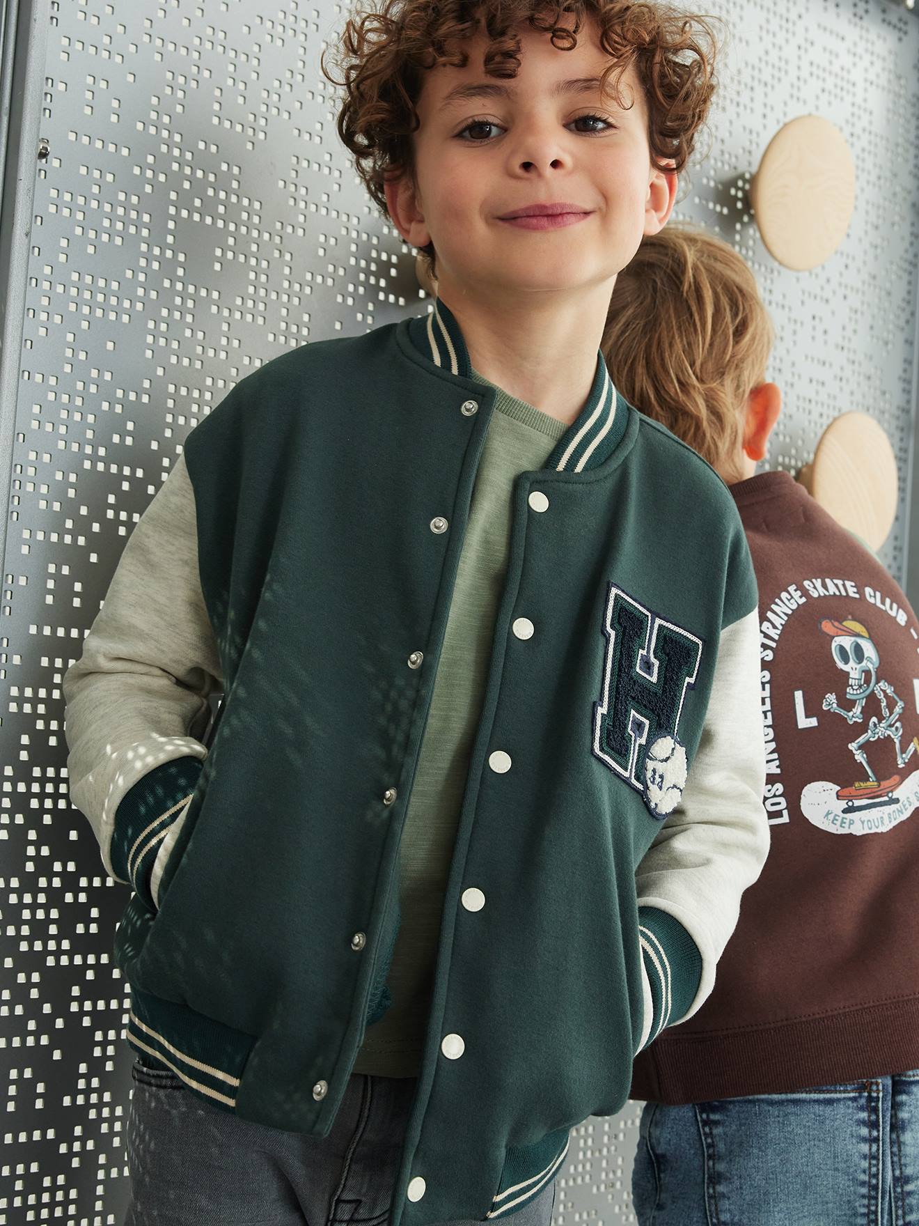 Jungen College-Sweatjacke mit Aufnäher Oeko-Tex n von Vertbaudet