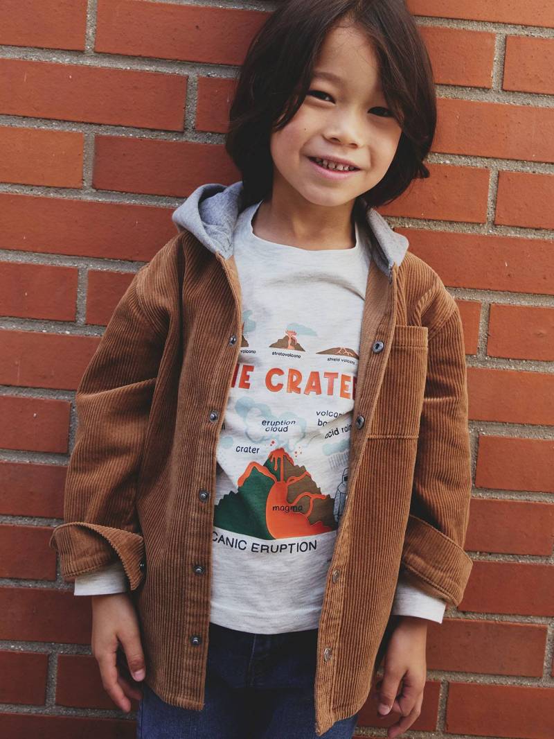 Jungen Cordhemd mit Sweat-Kapuze camel von Vertbaudet
