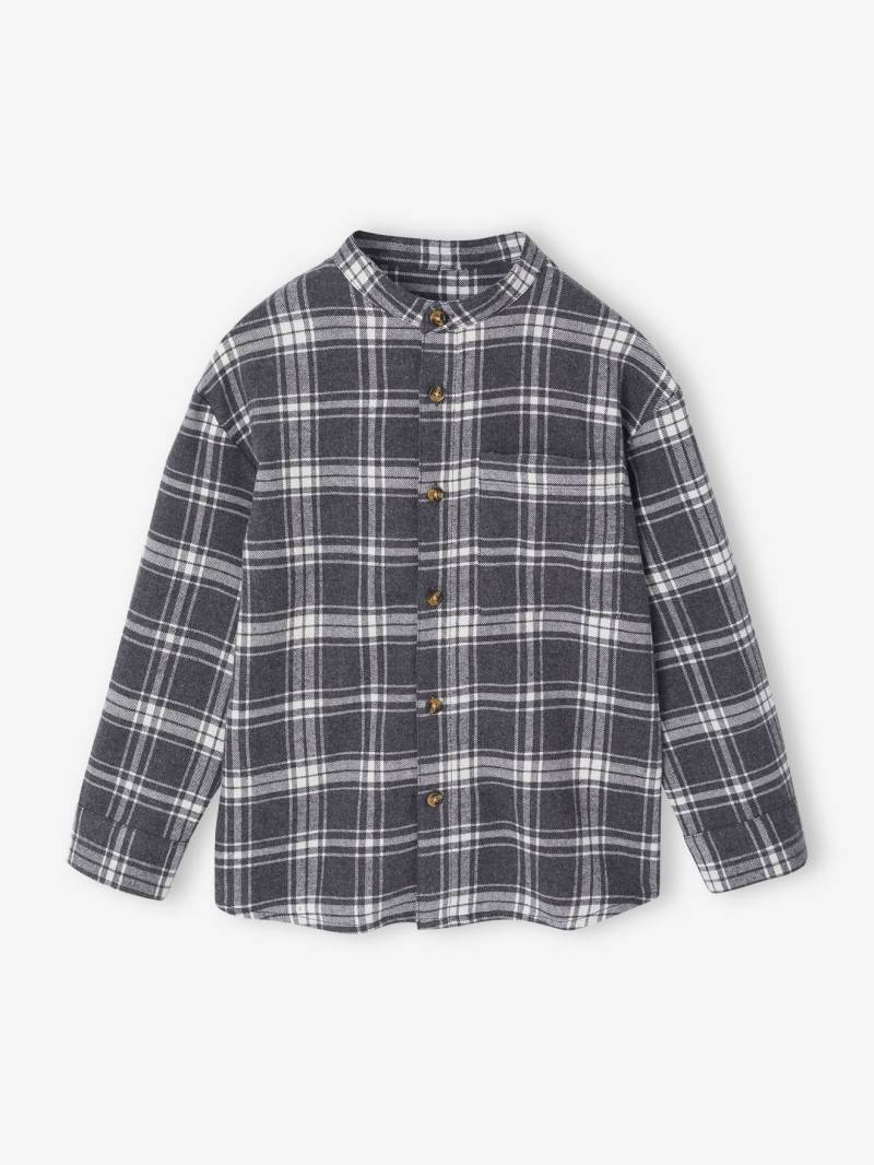 Jungen Flanellhemd mit Samt-Ellbogenpatches von Vertbaudet