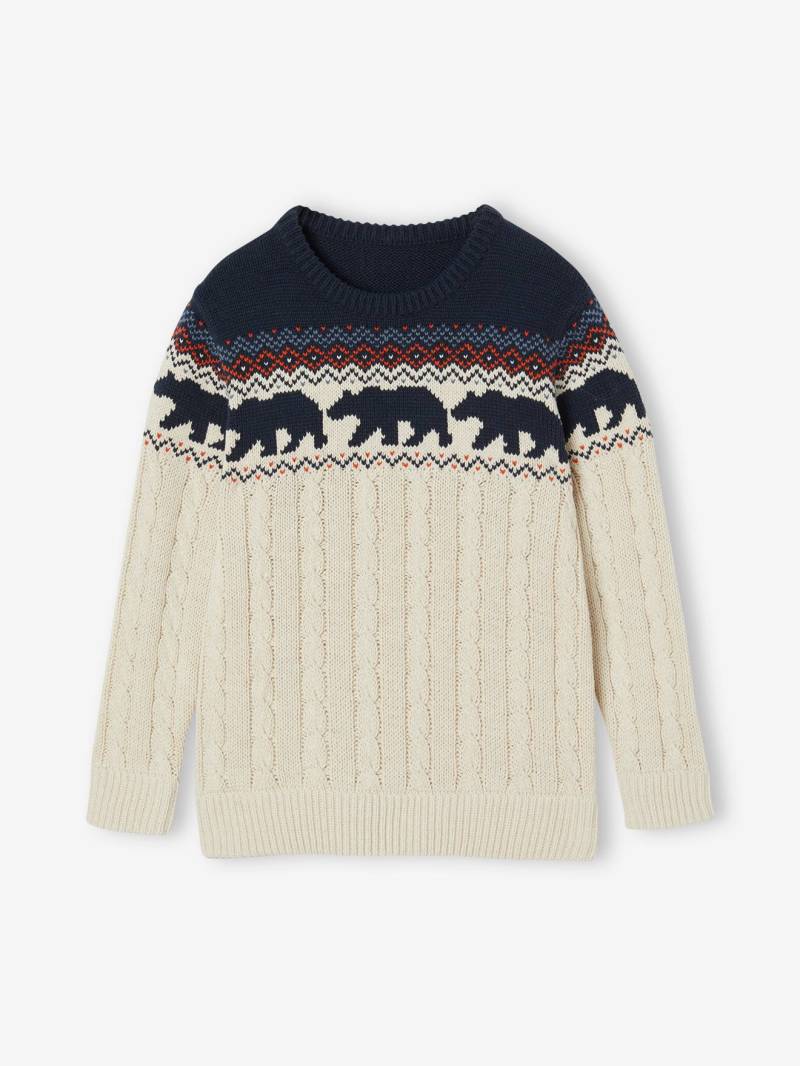 Jungen Jacquard-Pullover mit Zopfmuster von Vertbaudet