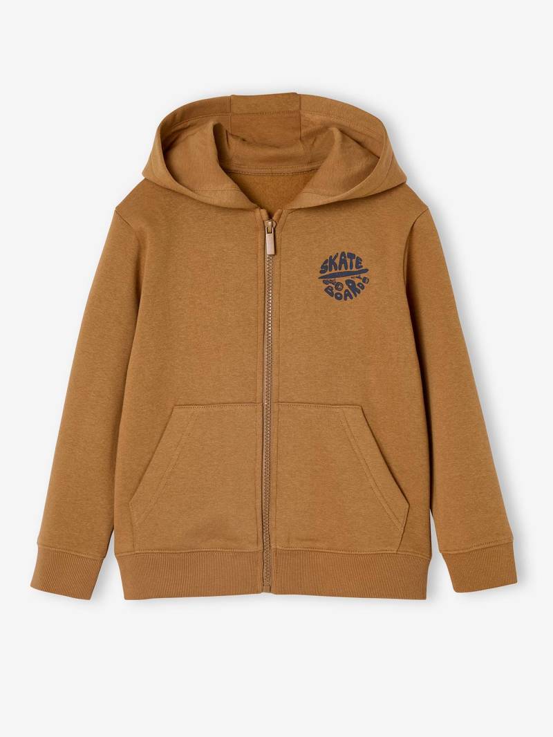Jungen Kapuzensweatjacke BASIC mit Recycling-Polyester pekannuss von Vertbaudet