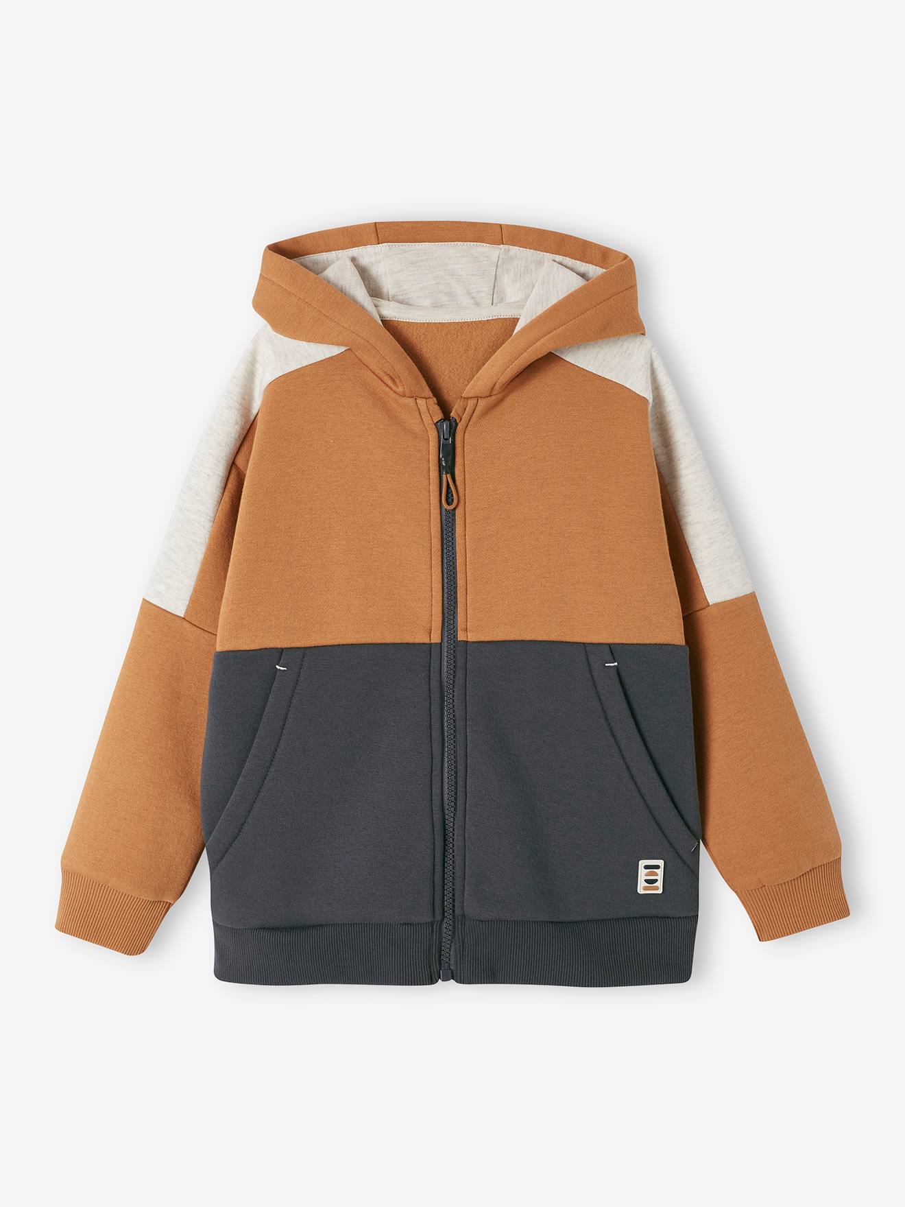 Jungen Kapuzensweatjacke Oeko-Tex ocker von Vertbaudet