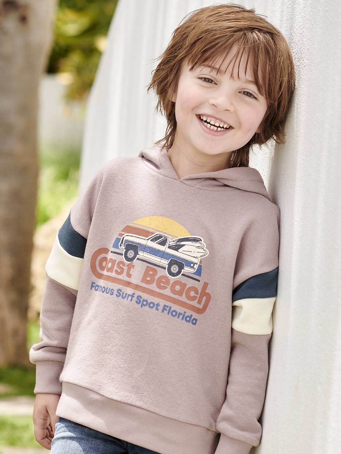 Jungen Kapuzensweatshirt mit Colorblock-Ärmeln Oeko-Tex von Vertbaudet