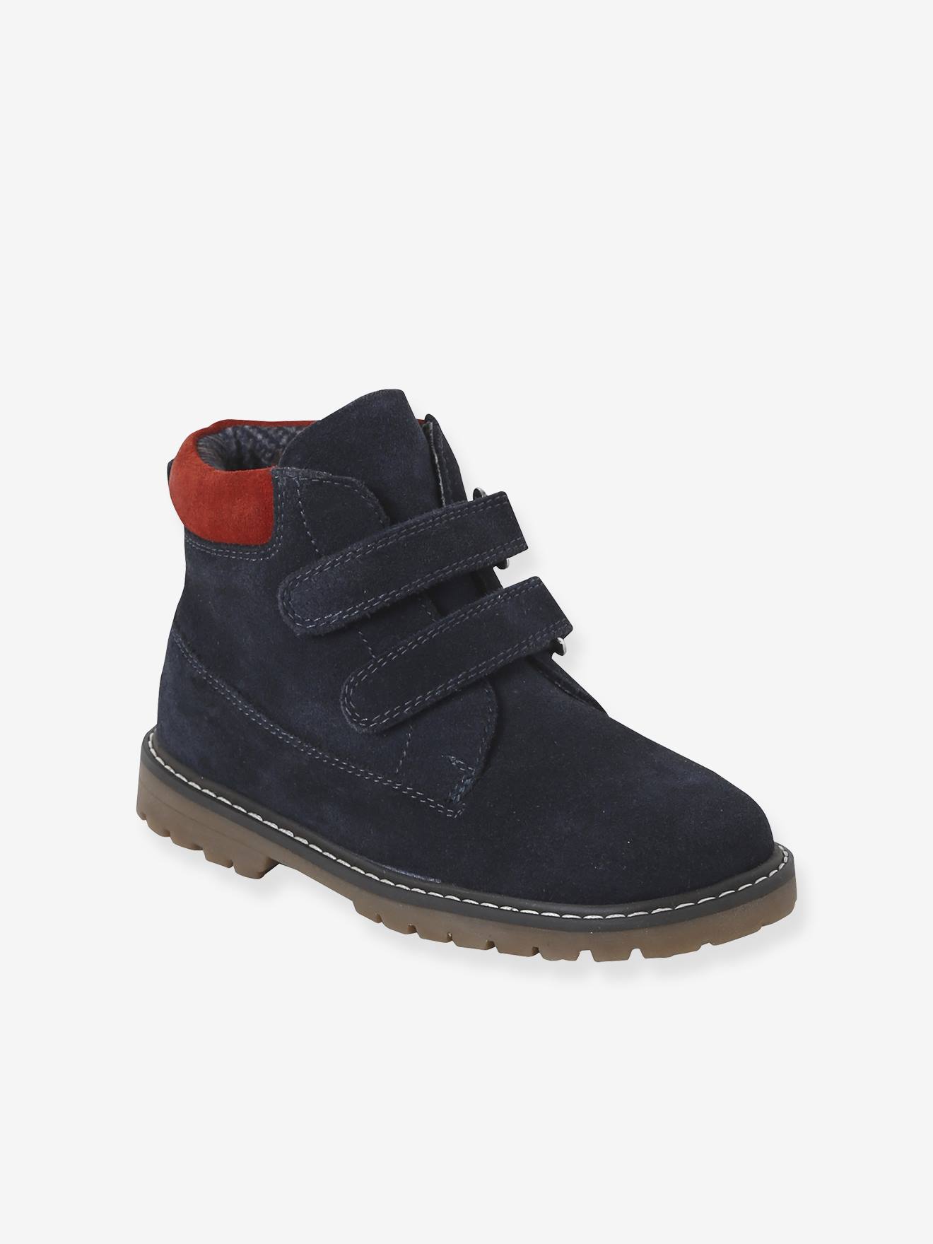 Jungen Leder-Boots mit Klettverschluss von Vertbaudet