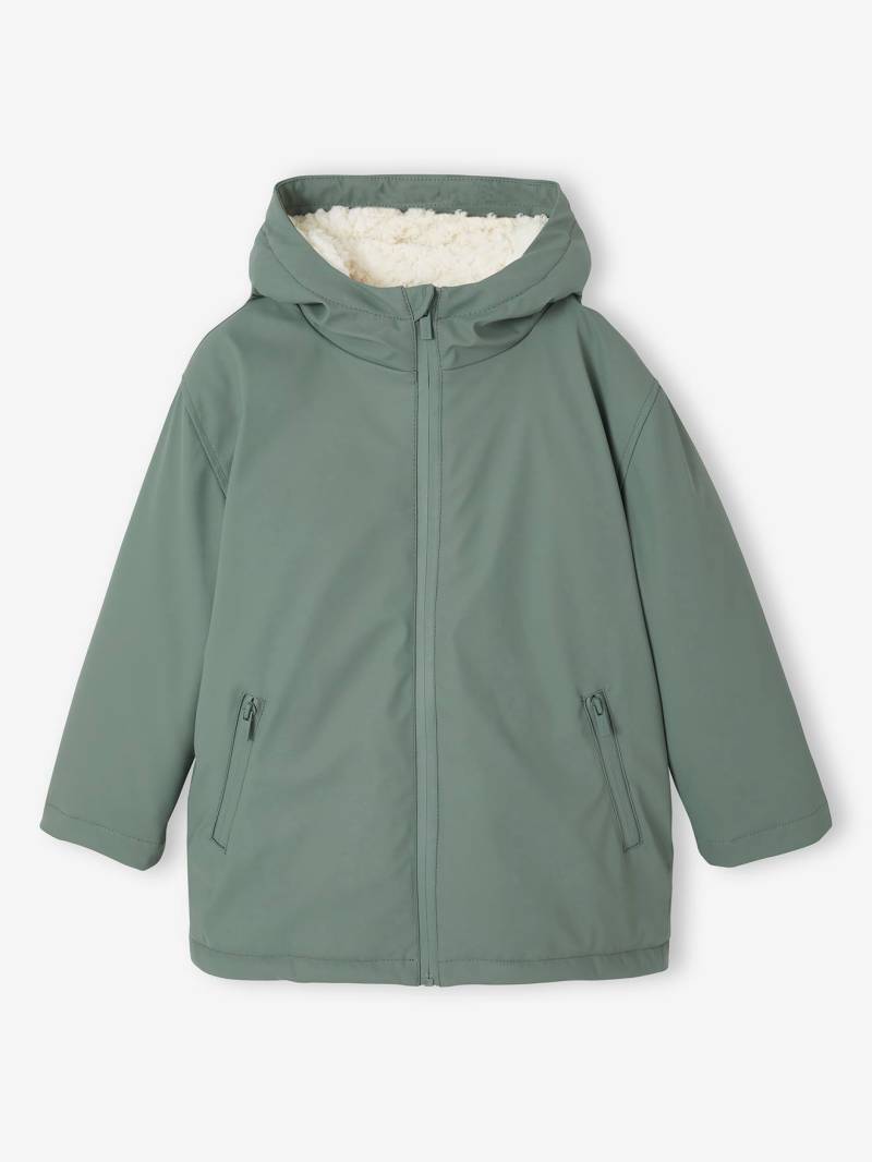 Jungen Regenjacke mit Kapuze & Teddyfleece-Futter salbei von Vertbaudet
