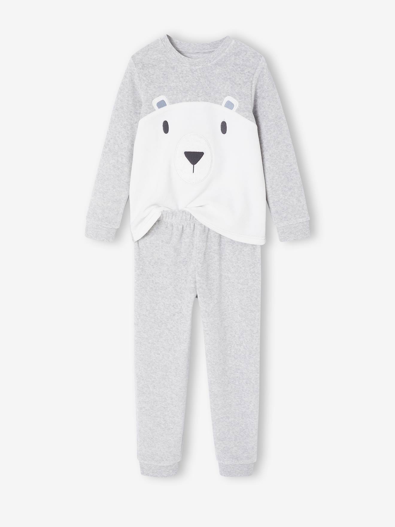 Jungen Samt-Schlafanzug mit Bär und Recycling-Polyester Jungen Samt-Schlafanzug mit Bär und Recycling-Polyester von Vertbaudet