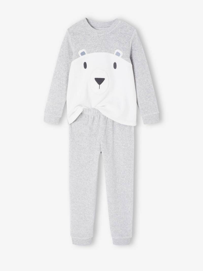 Jungen Samt-Schlafanzug mit Bär und Recycling-Polyester von Vertbaudet