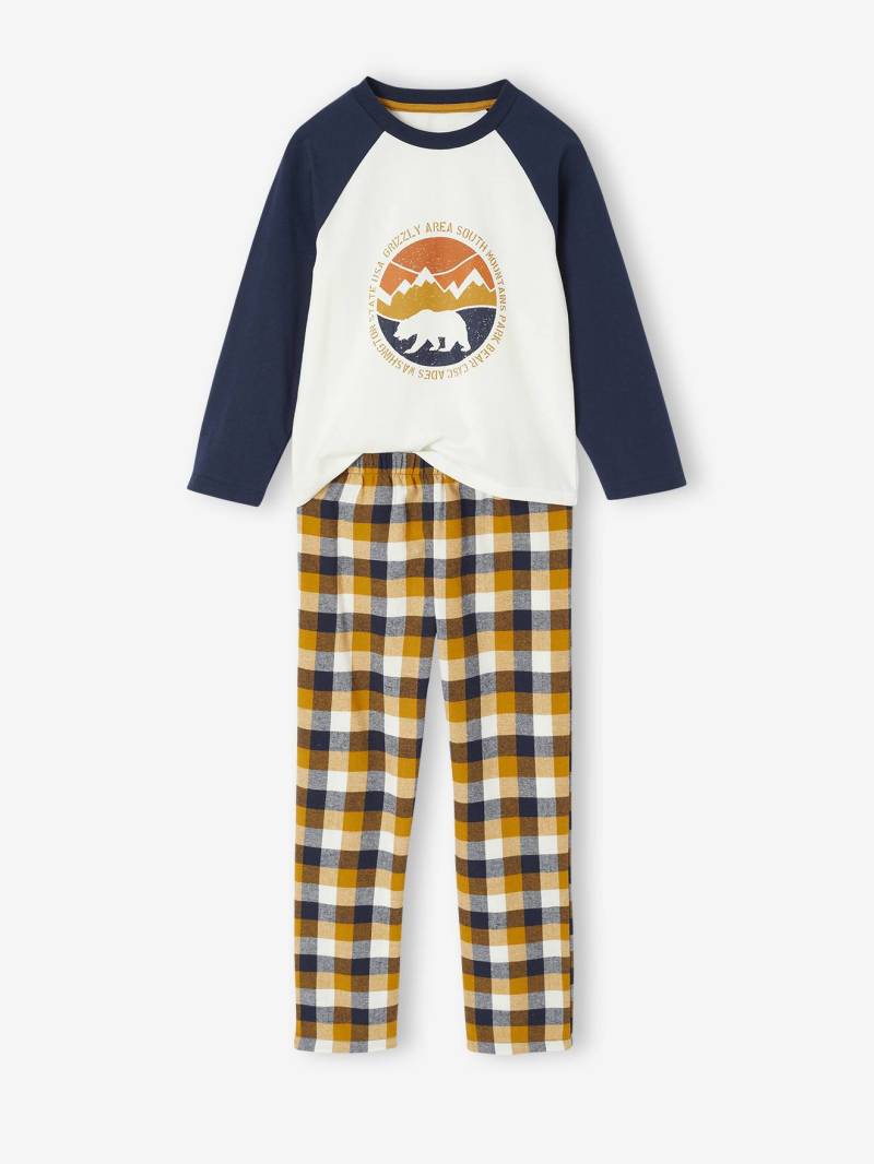 Jungen Schlafanzug mit Bärenprint und Flanellhose ocker von Vertbaudet